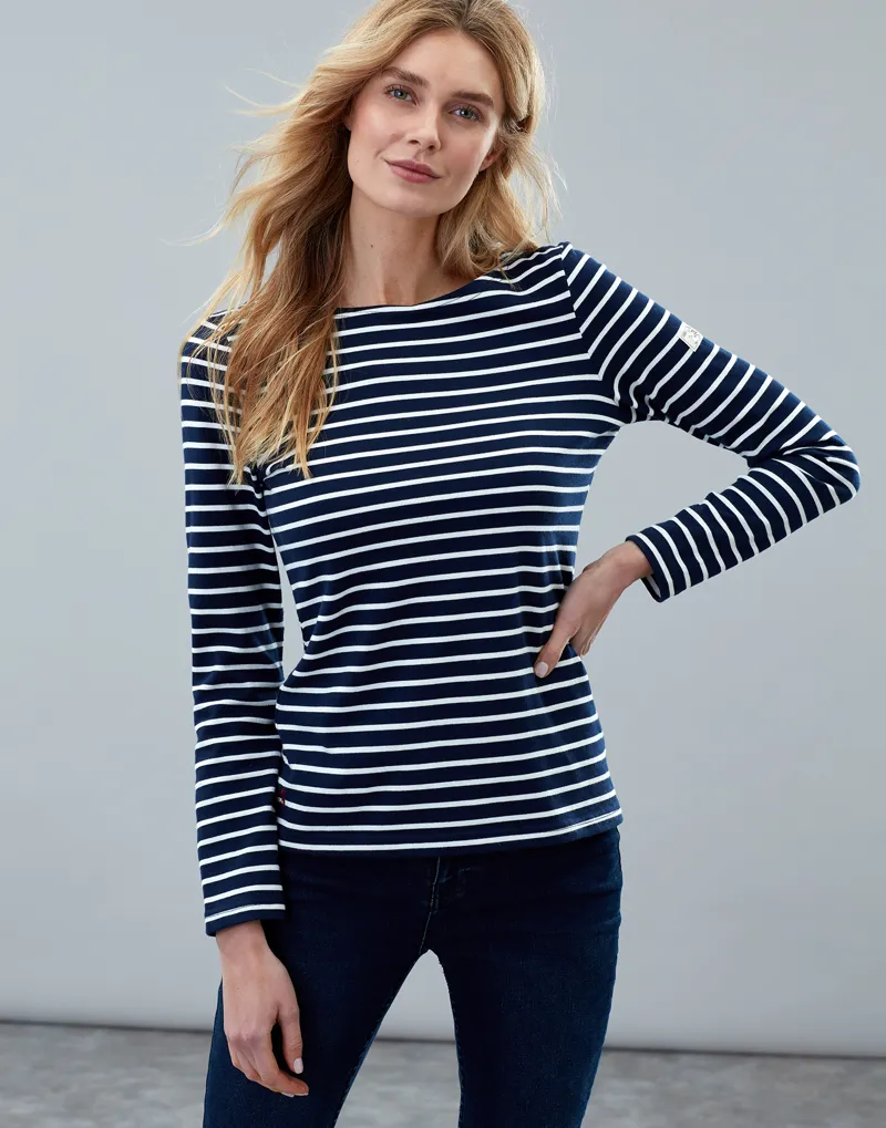 Joules Womens Harbour Jersey in Navy Cream Stripe-1