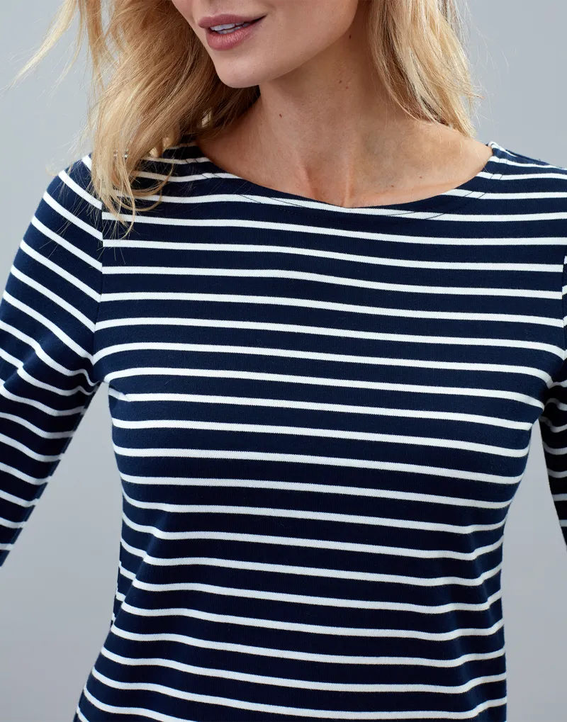 Joules Womens Harbour Jersey in Navy Cream Stripe-3