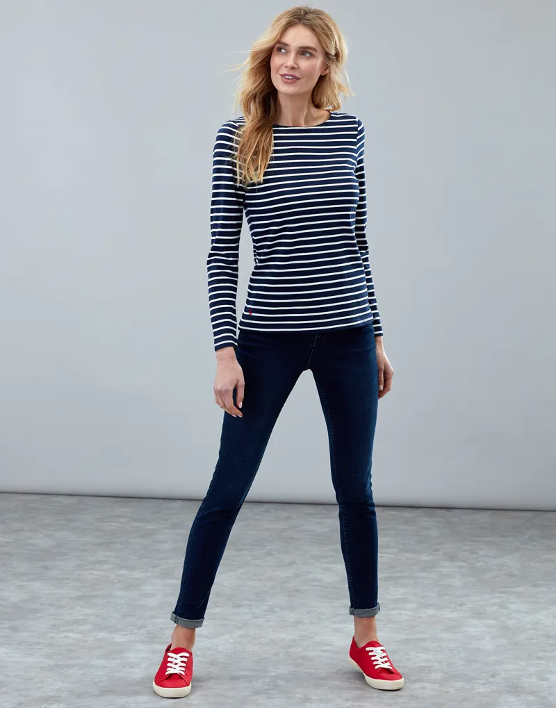 Joules Womens Harbour Jersey in Navy Cream Stripe-4