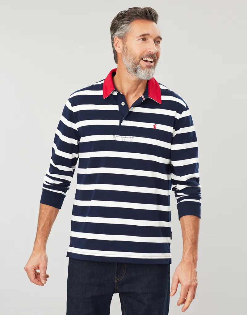 Joules Onside Rugby Shirt in Navy Cream Stripe-1
