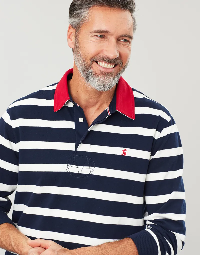 Joules Onside Rugby Shirt in Navy Cream Stripe-4