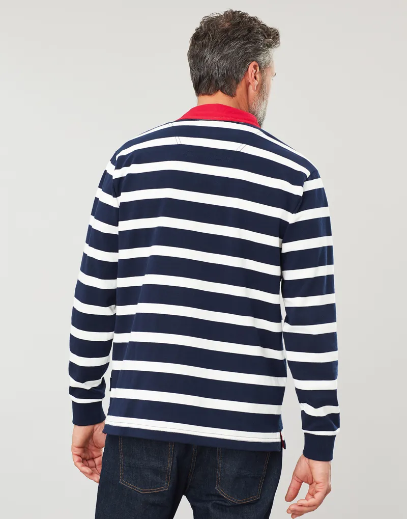 Joules Onside Rugby Shirt in Navy Cream Stripe-5