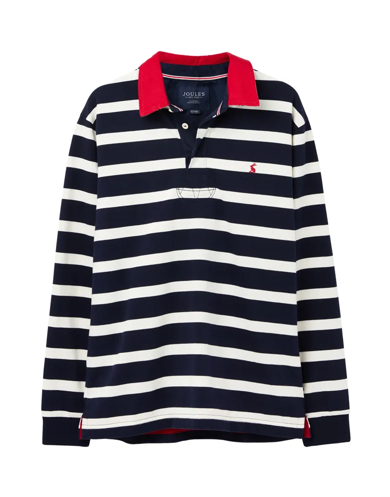 Joules Onside Rugby Shirt in Navy Cream Stripe