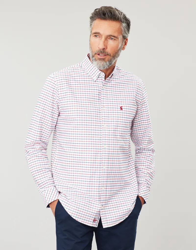 Joules Welford Classic Shirt in White Red Blue Check-1