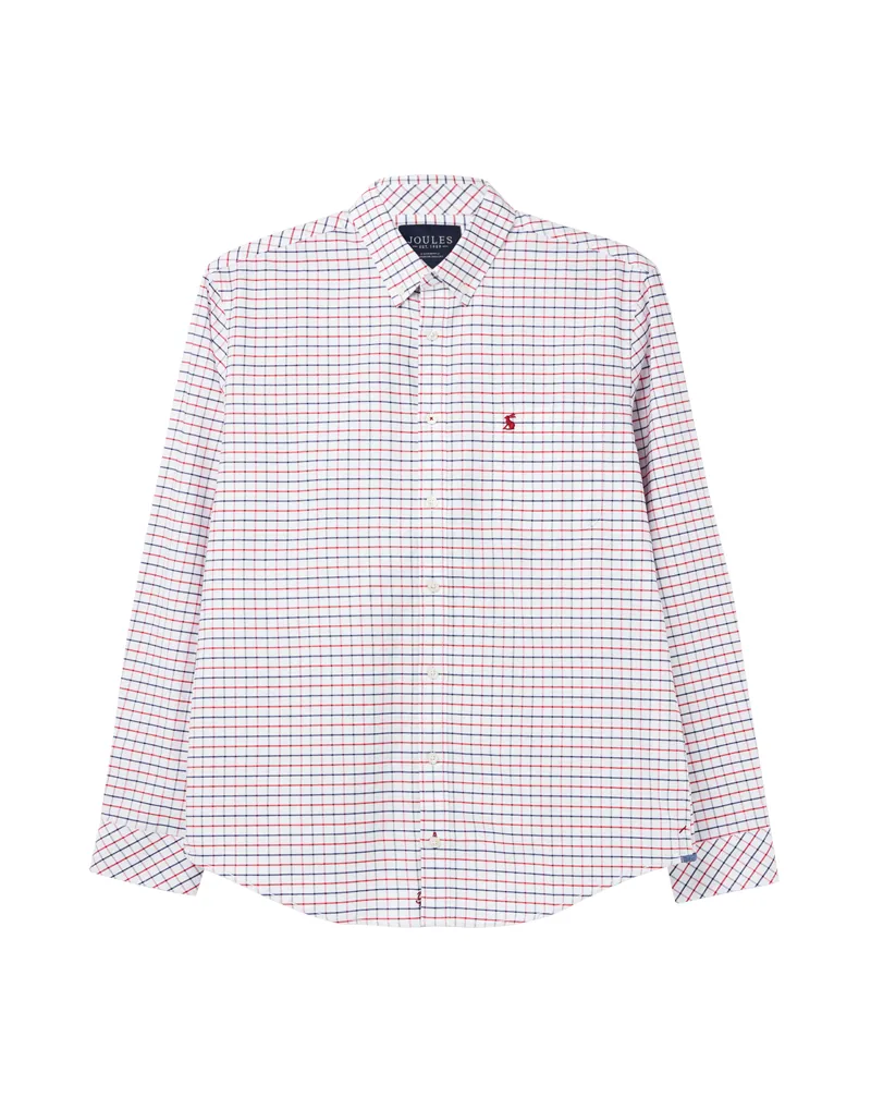 Joules Welford Classic Shirt in White Red Blue Check