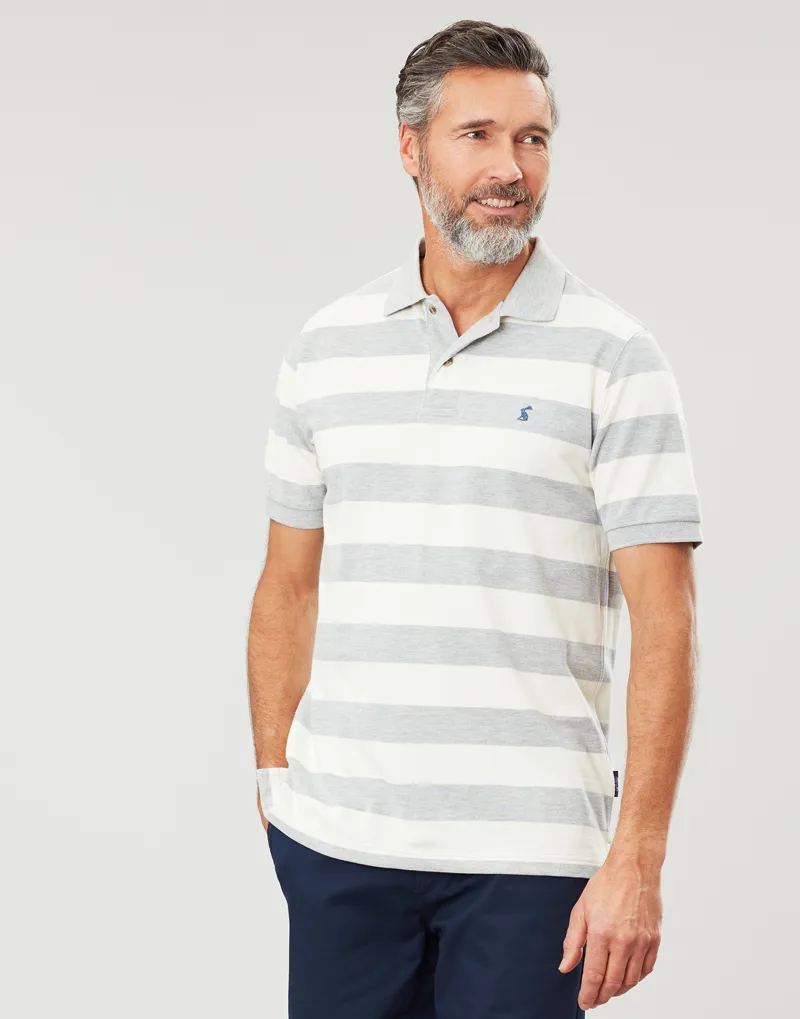Joules Filbert Striped Polo in Grey Cream Stripe-1