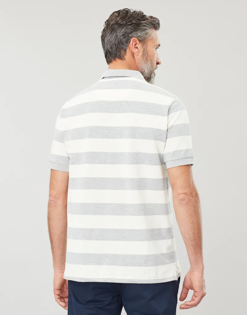 Joules Filbert Striped Polo in Grey Cream Stripe-4