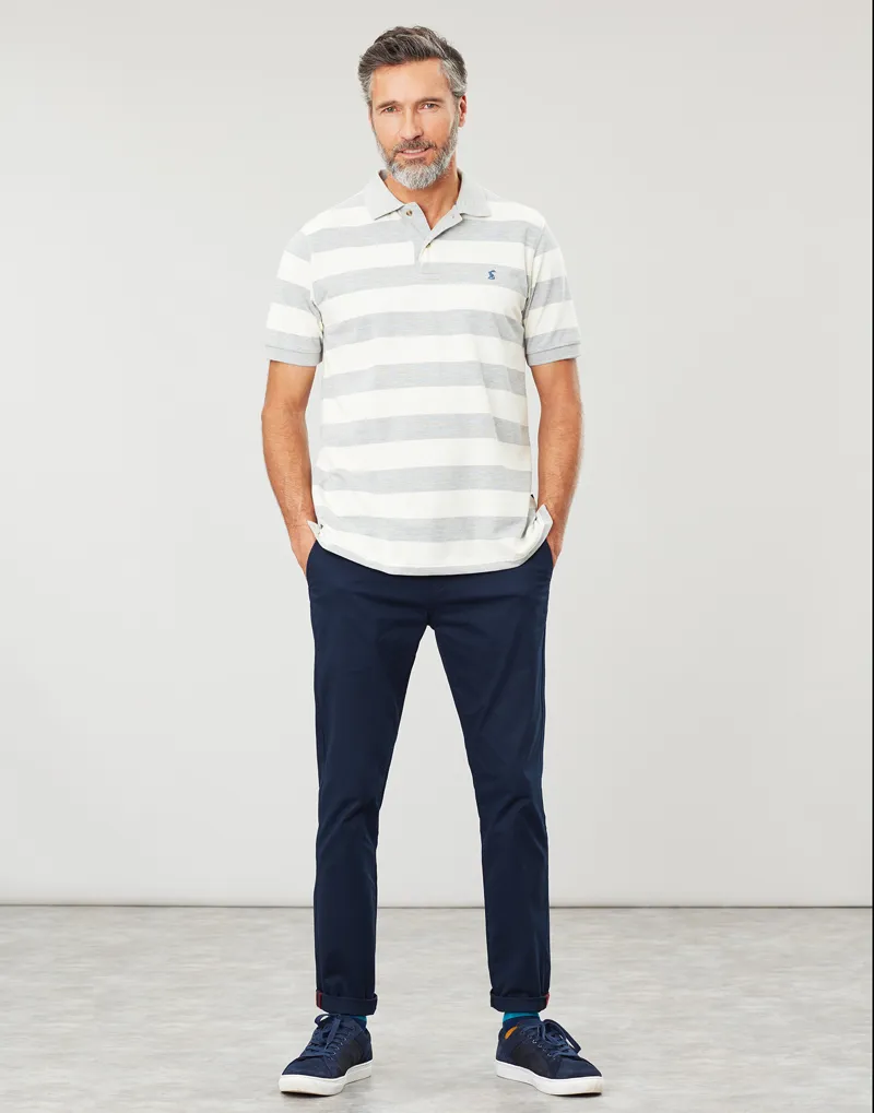 Joules Filbert Striped Polo in Grey Cream Stripe-5