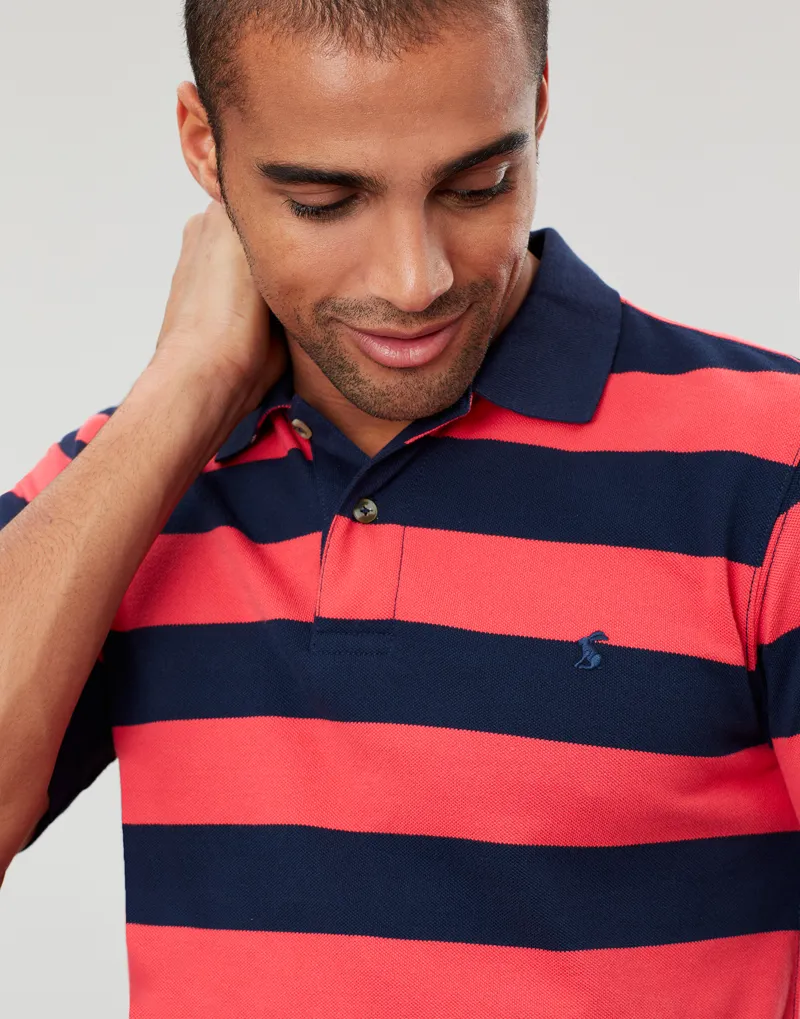 Joules Filbert Polo in Pink Navy Stripe-2
