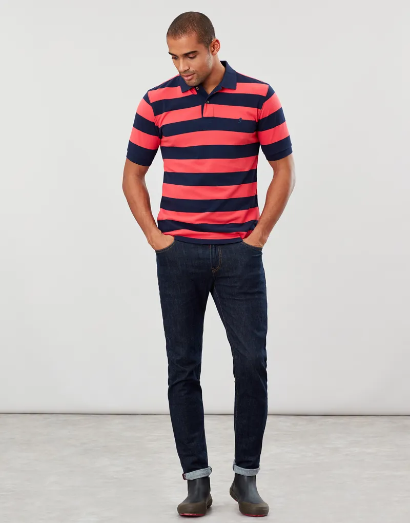 Joules Filbert Polo in Pink Navy Stripe-6