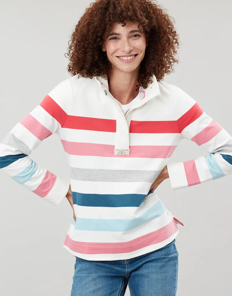 Joules Saunton Sweatshirt in Cream Pink Stripe-1