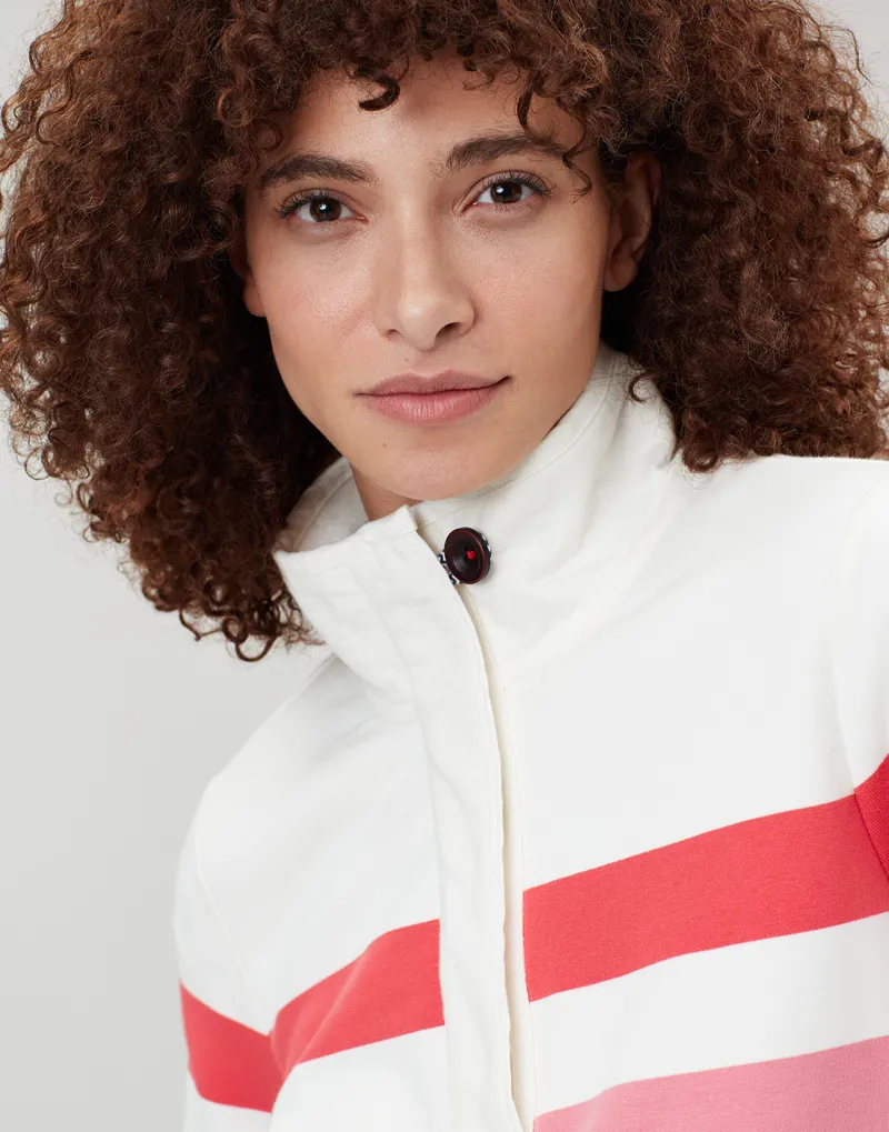 Joules Saunton Sweatshirt in Cream Pink Stripe-3