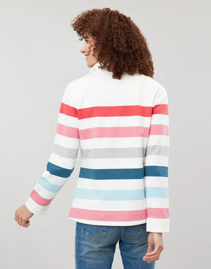 Joules Saunton Sweatshirt in Cream Pink Stripe-4