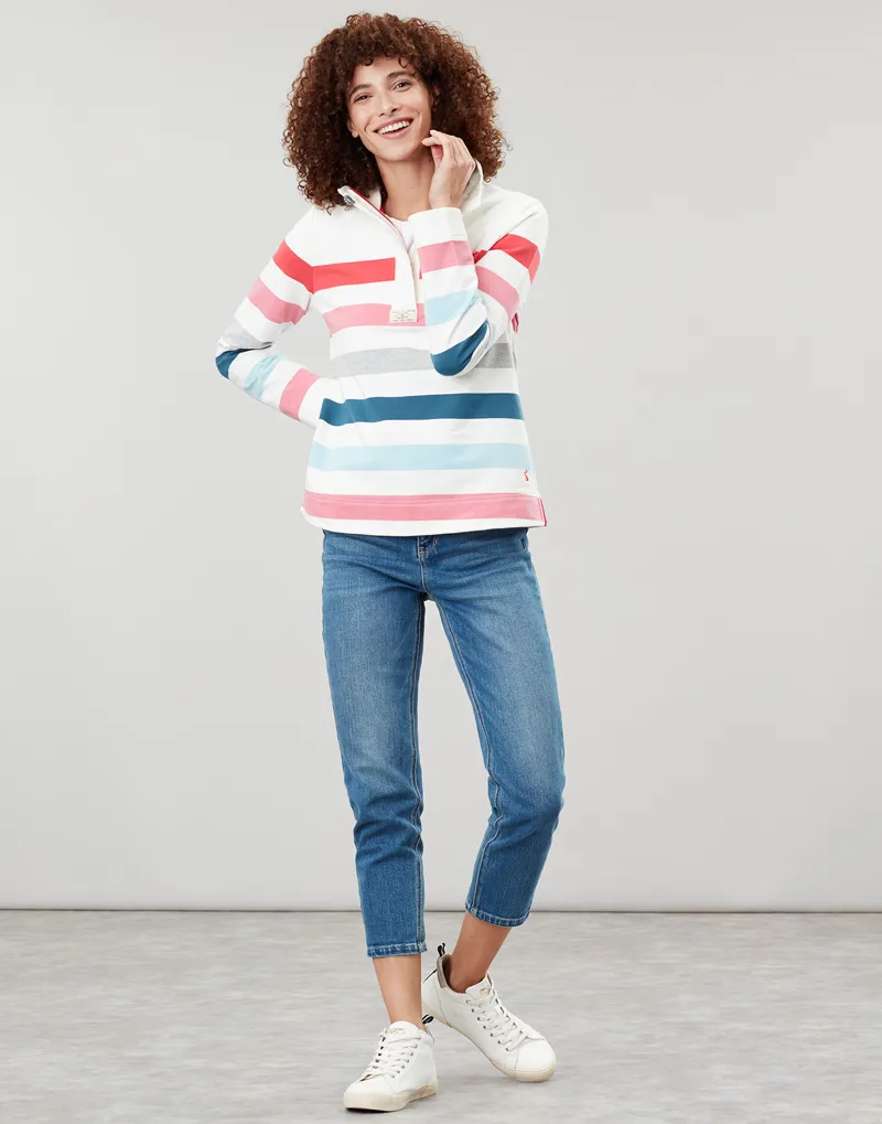 Joules Saunton Sweatshirt in Cream Pink Stripe-5