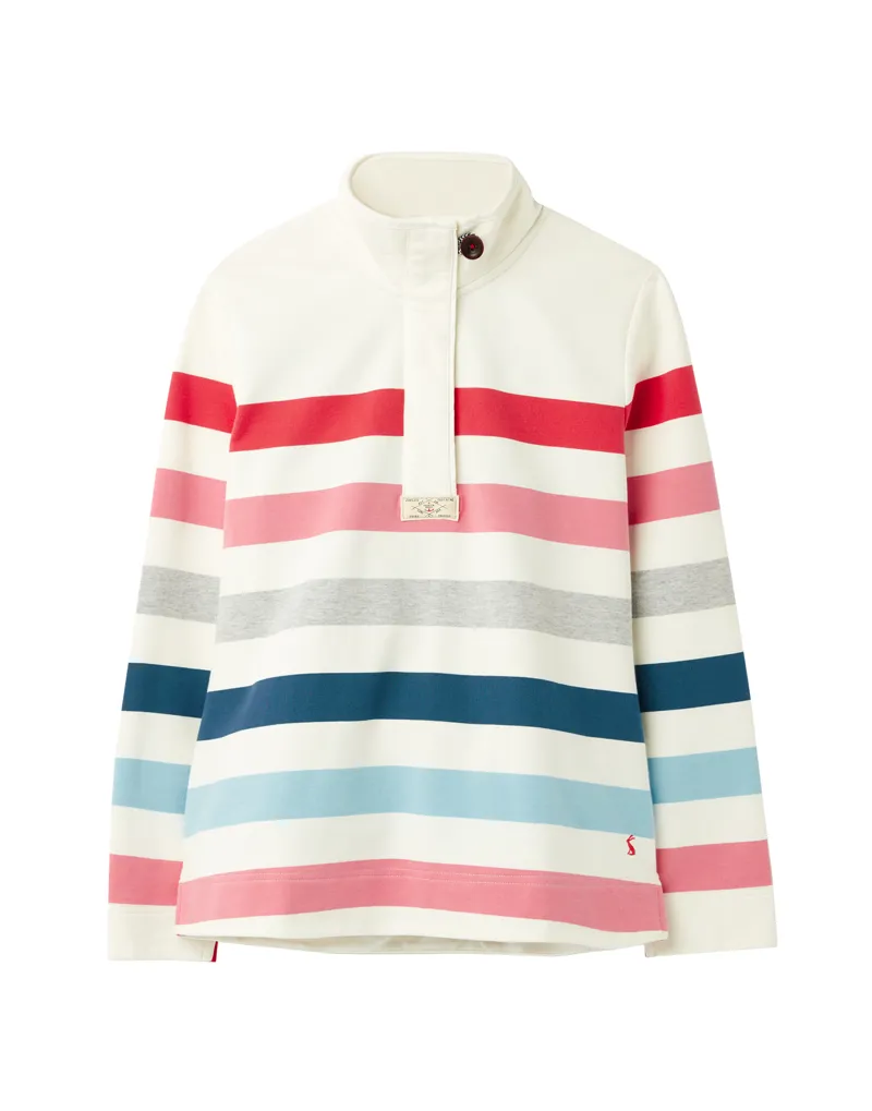 Joules Saunton Sweatshirt in Cream Pink Stripe