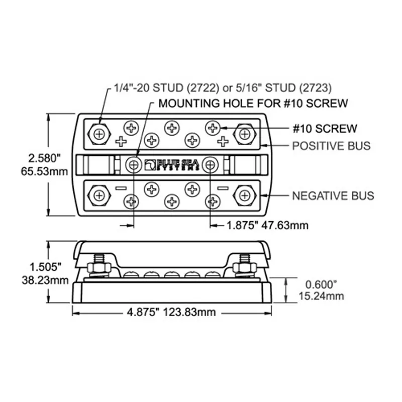 Blue Sea Dualbus Plus Terminal Block 5/16 inch Stud-1