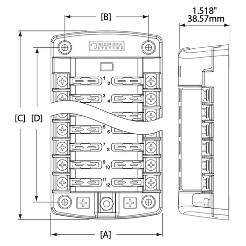 Blue Sea Blade Fuse Block 12 Circuits with Cover and Negative Bus-2