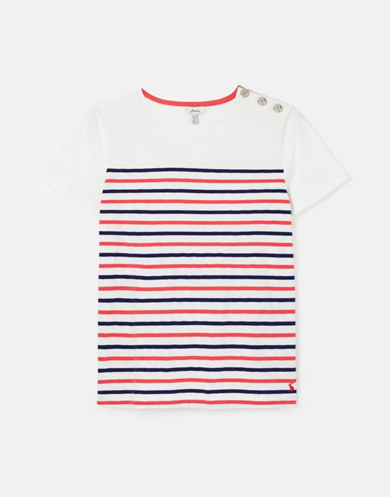 Joules Harbour Button Shoulder Striped Top
