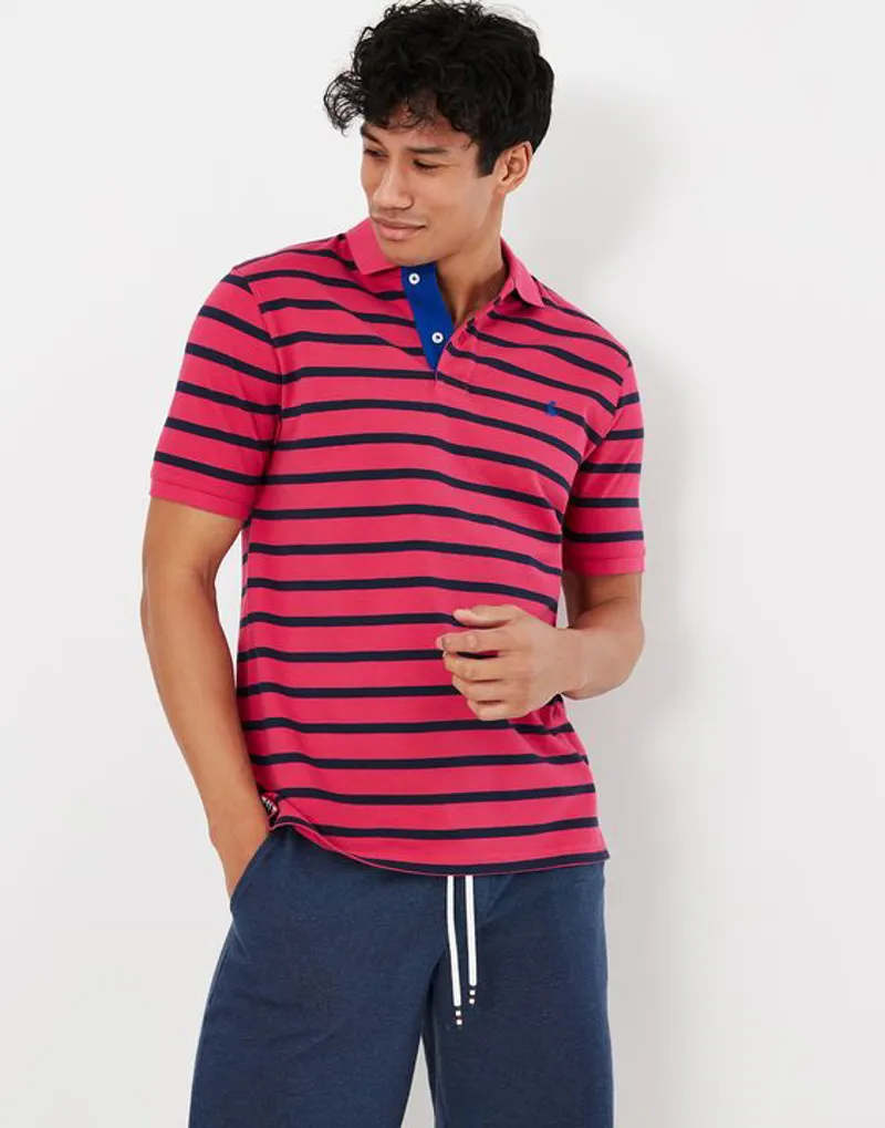 Joules Filbert Navy Berry Stripe Polo Shirt-1