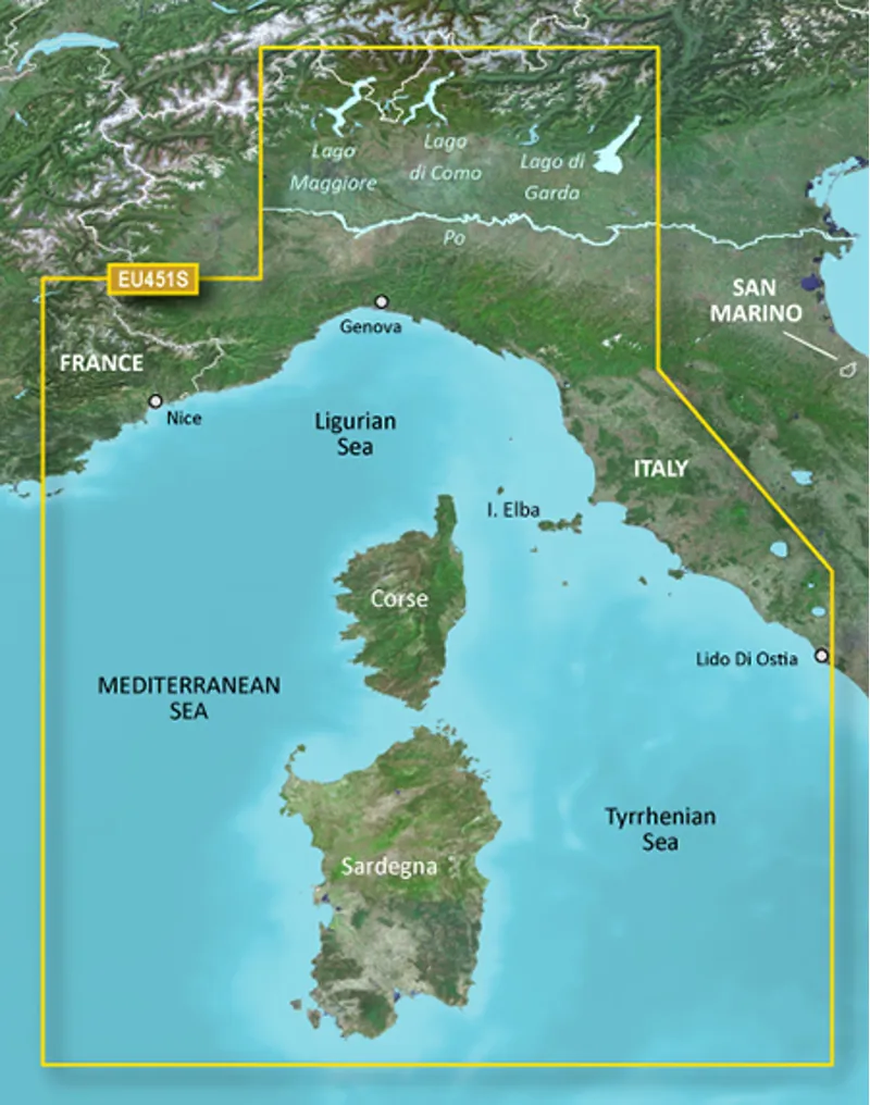 Garmin BlueChart G2 HD Ligurian Sea, Corsica  and  Sardinia VEU451S