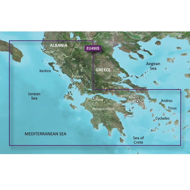 Garmin BlueChart g2 Vision HD Greece West Coast and Athens VEU490S