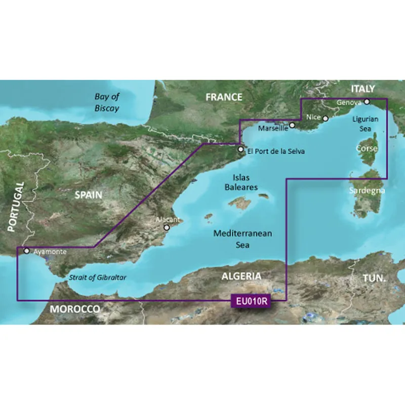Garmin BlueChart g2 HD Mediterranean Sea, Genova-Ayamonte HXEU010R