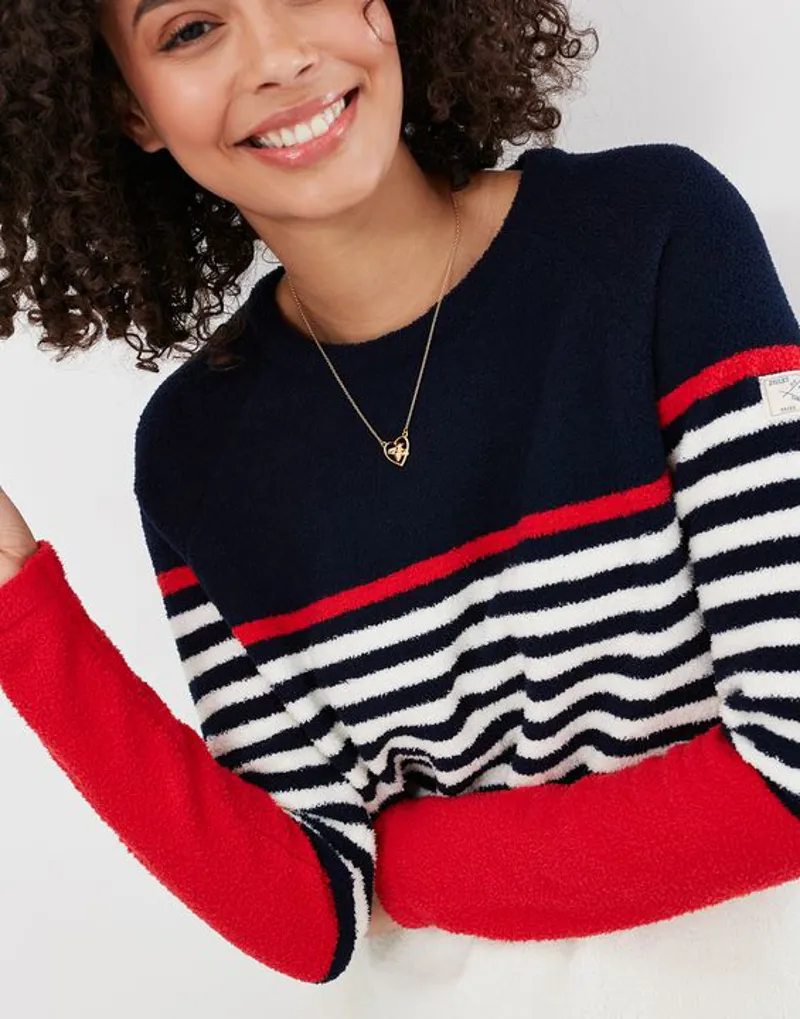 Joules Seaport Chenille Jumper Red Navy Stripe-2
