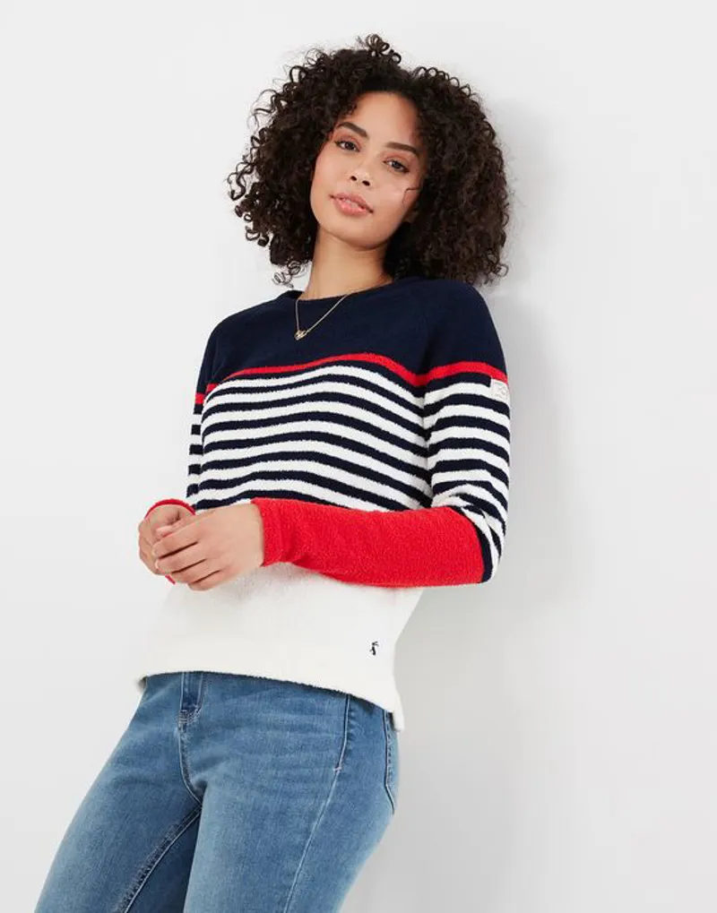 Joules Seaport Chenille Jumper Red Navy Stripe-1