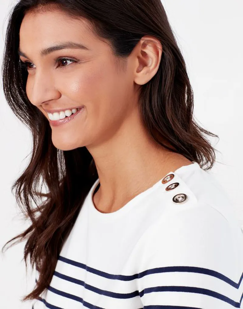 Joules Seacombe Bretton Shoulder Button Top Blue Stripe-2