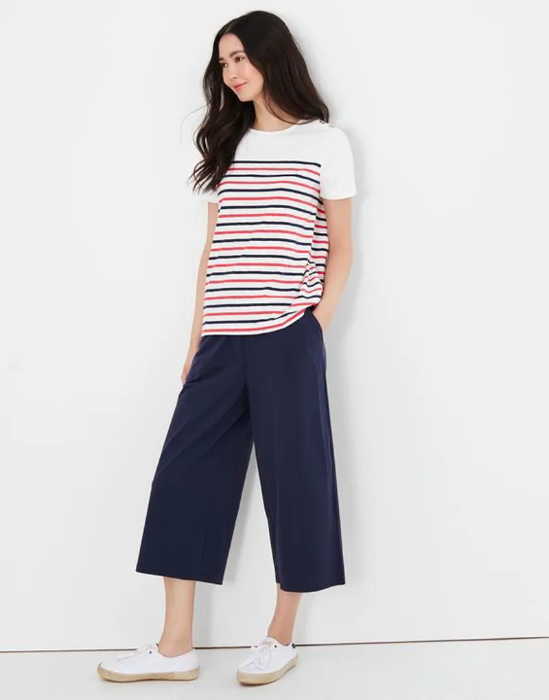 Joules Harbour Button Shoulder Striped Top-1
