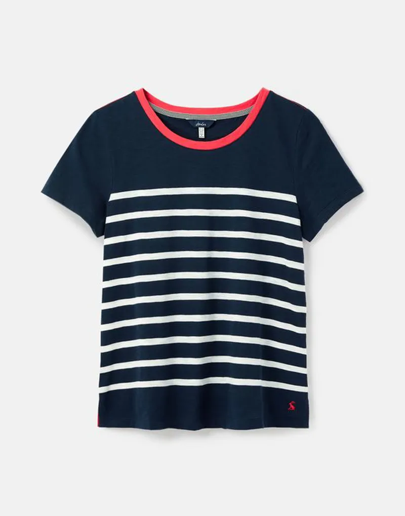 Joules Carley Stripe Classic Crew T-Shirt Navy