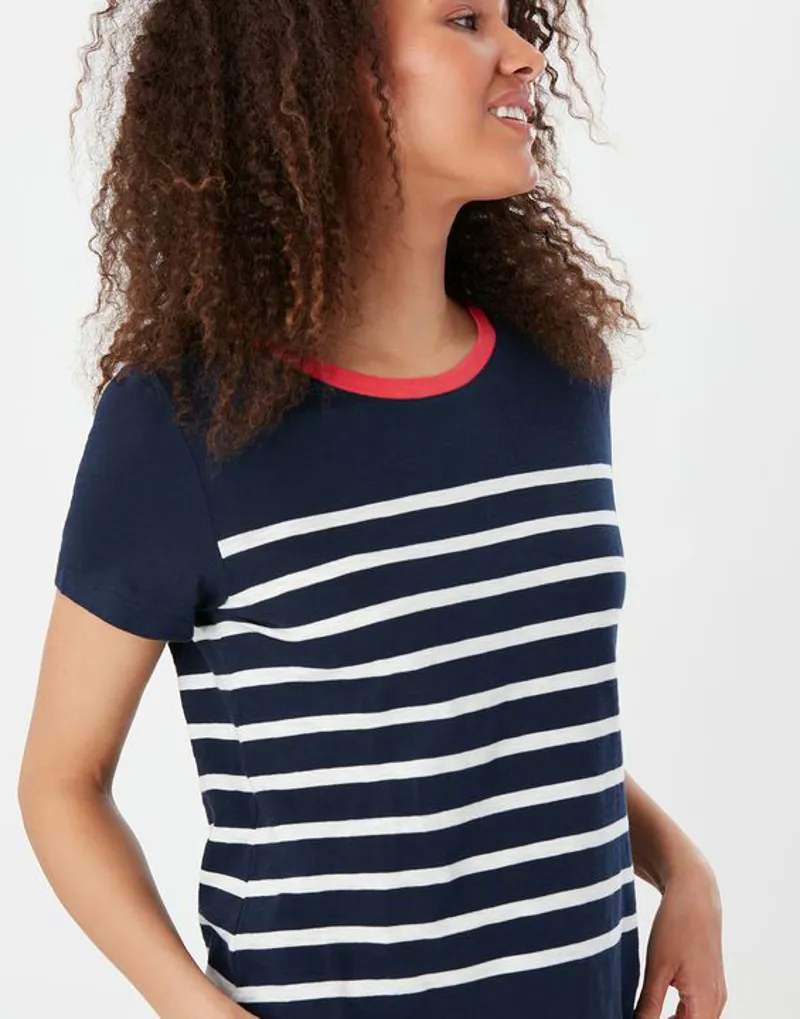 Joules Carley Stripe Classic Crew T-Shirt Navy-2
