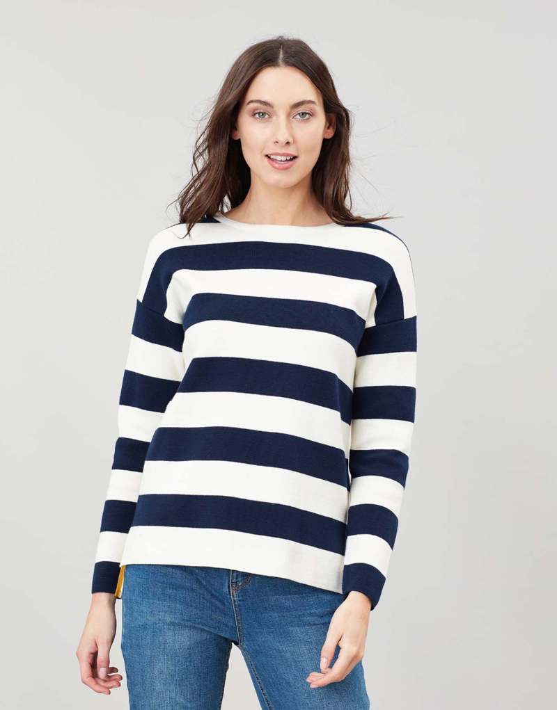 Joules UMA Milano Jumper in Navy Cream Stripe-1
