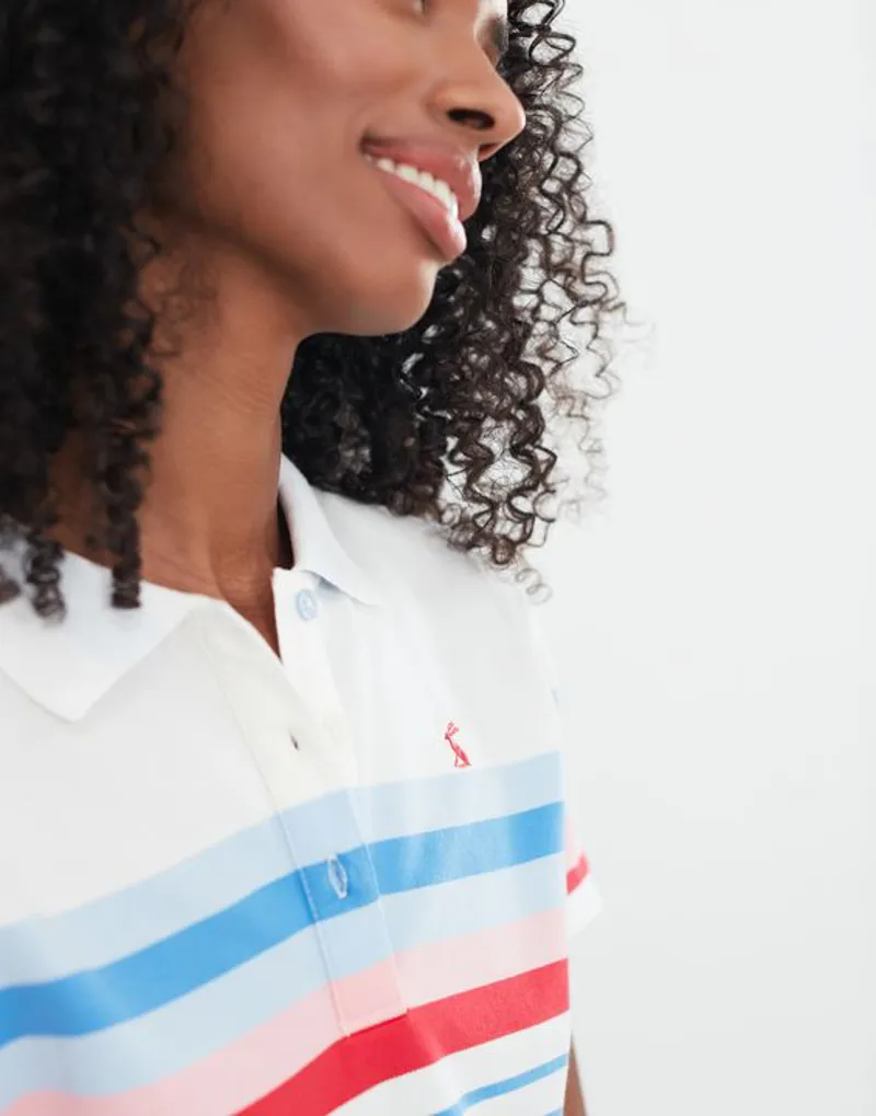 Joules Pippa Striped Polo Shirt Cream-1