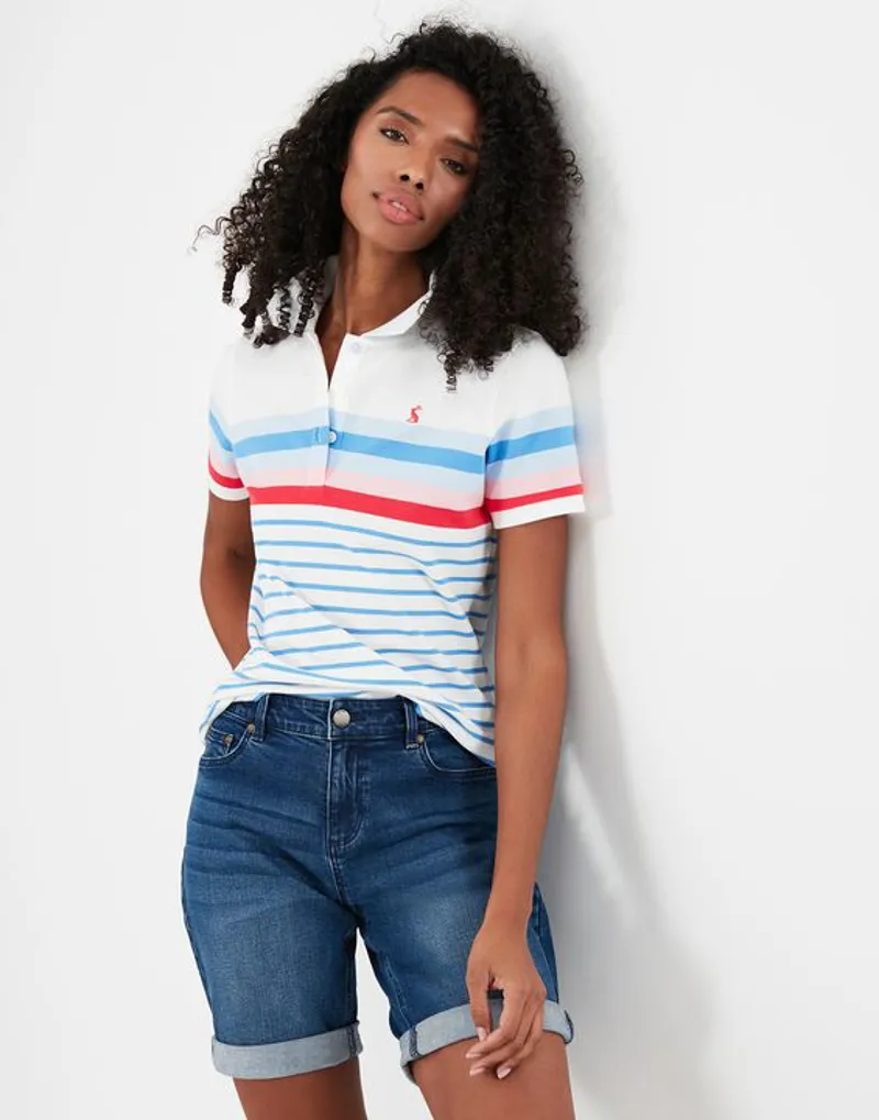 Joules Pippa Striped Polo Shirt Cream-2