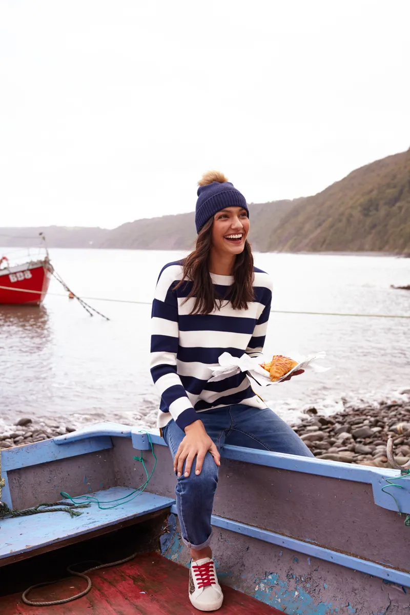 Joules UMA Milano Jumper in Navy Cream Stripe-3