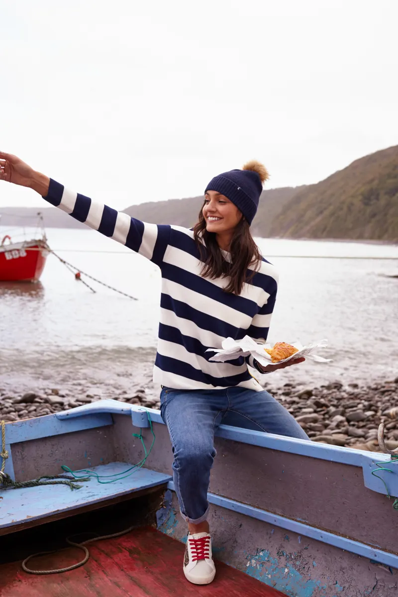 Joules UMA Milano Jumper in Navy Cream Stripe-4